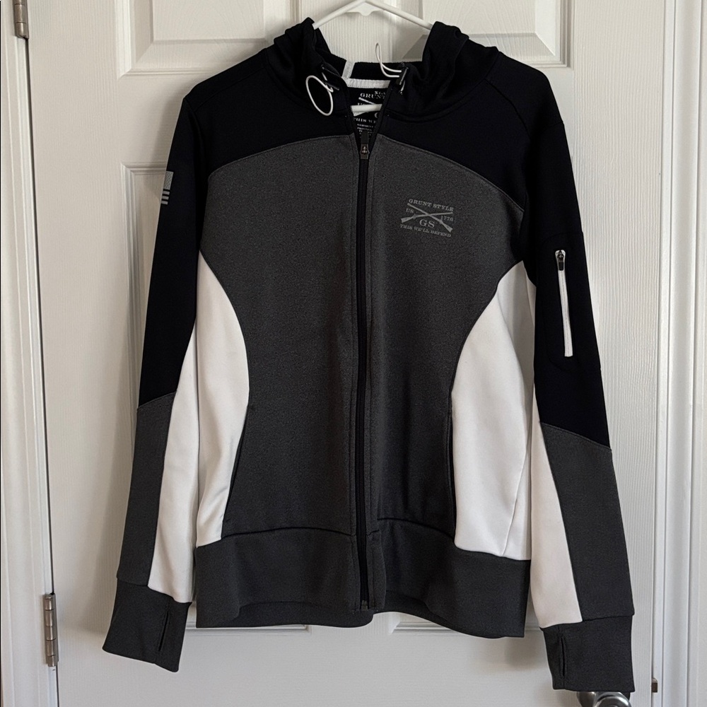 Grunt Style Charcoal Hoodie with White Logo